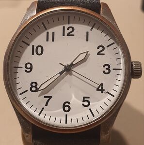 10/$20 FMDOGE025 Silver/White Leather Easy Reader Men's Watch